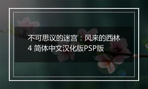 不可思议的迷宫：风来的西林4 简体中文汉化版PSP版