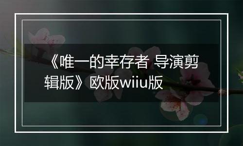 《唯一的幸存者 导演剪辑版》欧版wiiu版