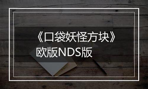 《口袋妖怪方块》 欧版NDS版