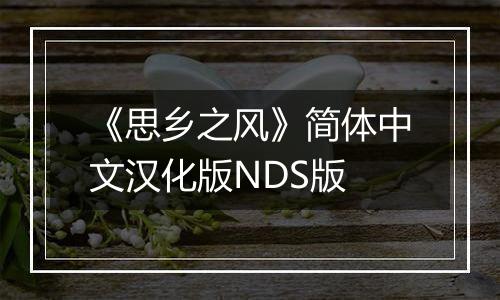 《思乡之风》简体中文汉化版NDS版