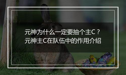 元神为什么一定要抽个主C？元神主C在队伍中的作用介绍