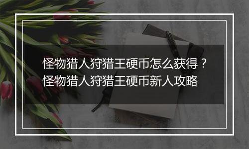 怪物猎人狩猎王硬币怎么获得？怪物猎人狩猎王硬币新人攻略