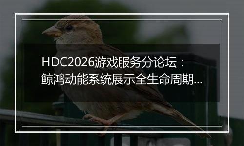 HDC2026游戏服务分论坛：鲸鸿动能系统展示全生命周期增长方案，助力开发者跑通“买变一体”正循环