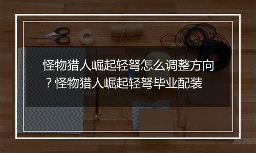 怪物猎人崛起轻弩怎么调整方向？怪物猎人崛起轻弩毕业配装