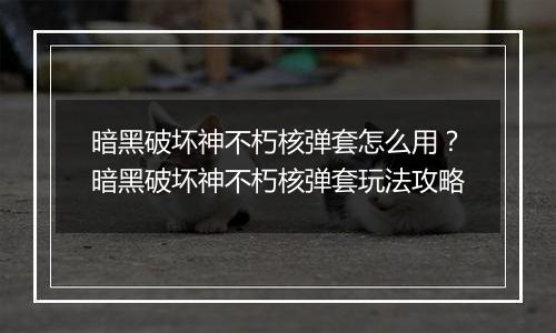 暗黑破坏神不朽核弹套怎么用？暗黑破坏神不朽核弹套玩法攻略