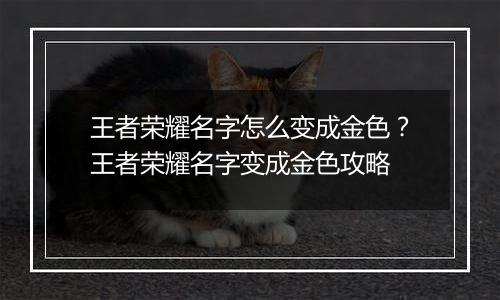 王者荣耀名字怎么变成金色？王者荣耀名字变成金色攻略