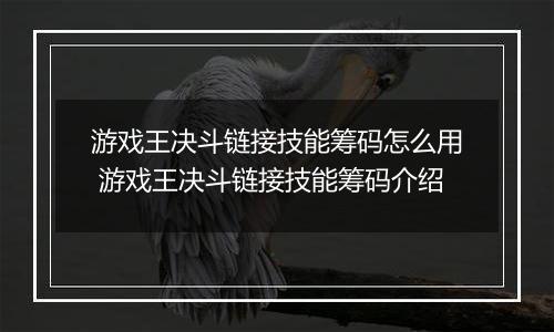 游戏王决斗链接技能筹码怎么用 游戏王决斗链接技能筹码介绍