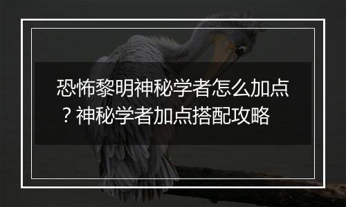 恐怖黎明神秘学者怎么加点？神秘学者加点搭配攻略