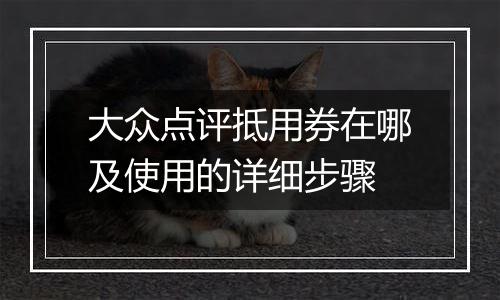 大众点评抵用券在哪及使用的详细步骤