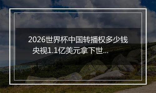 2026世界杯中国转播权多少钱  央视1.1亿美元拿下世界杯转播权