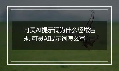 可灵AI提示词为什么经常违规 可灵AI提示词怎么写